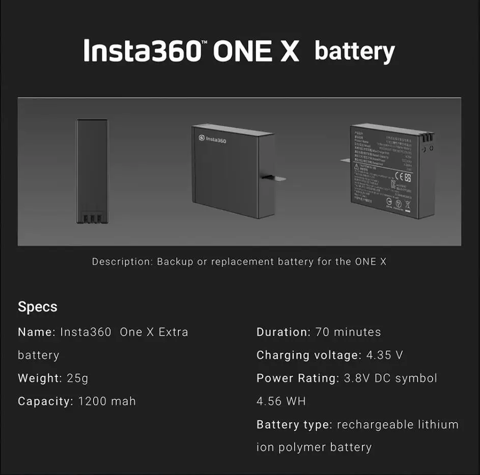 Оригинальная батарея для Insta360 ONE X 1050mAh LiPo батареи Insta360 ONE X зарядное устройство Micro USB Qiuck зарядное устройство концентратор