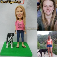 turui figurines custom miniature from photo face picture with pet doll for girlfriend wife gift present wedding anniversary gift