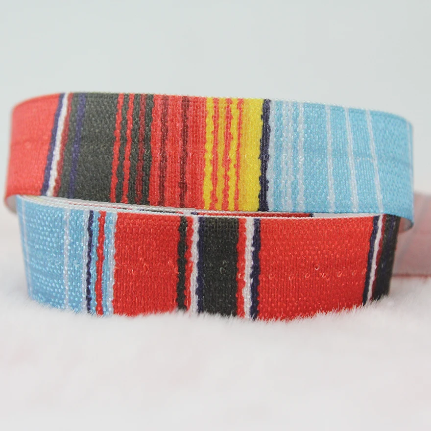 20 yards 16mm single face printed polyester webbing colorful stripe elastic ribbon for sewing | Дом и сад