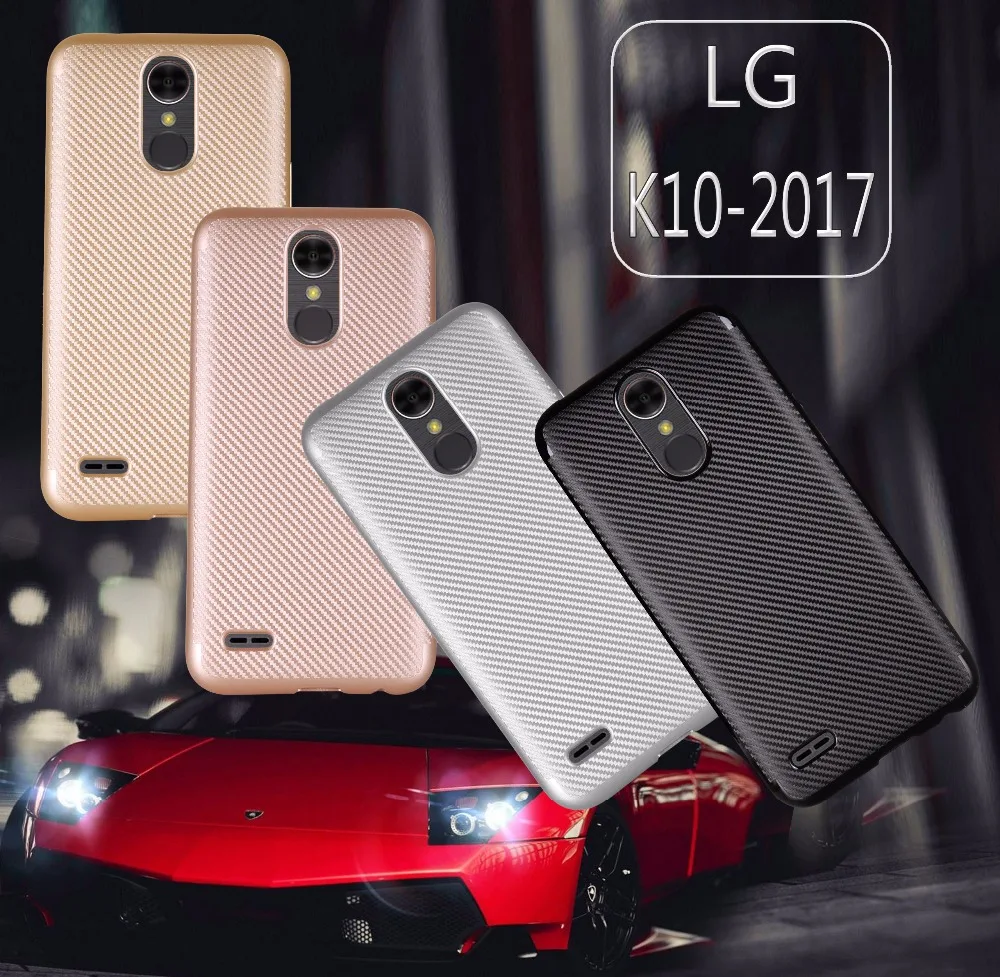 For LG K8 K10 Case Luxury Shockproof Carbon Fiber Ultra Thin Soft TPU Phone 2017 Slicone Back Cover |