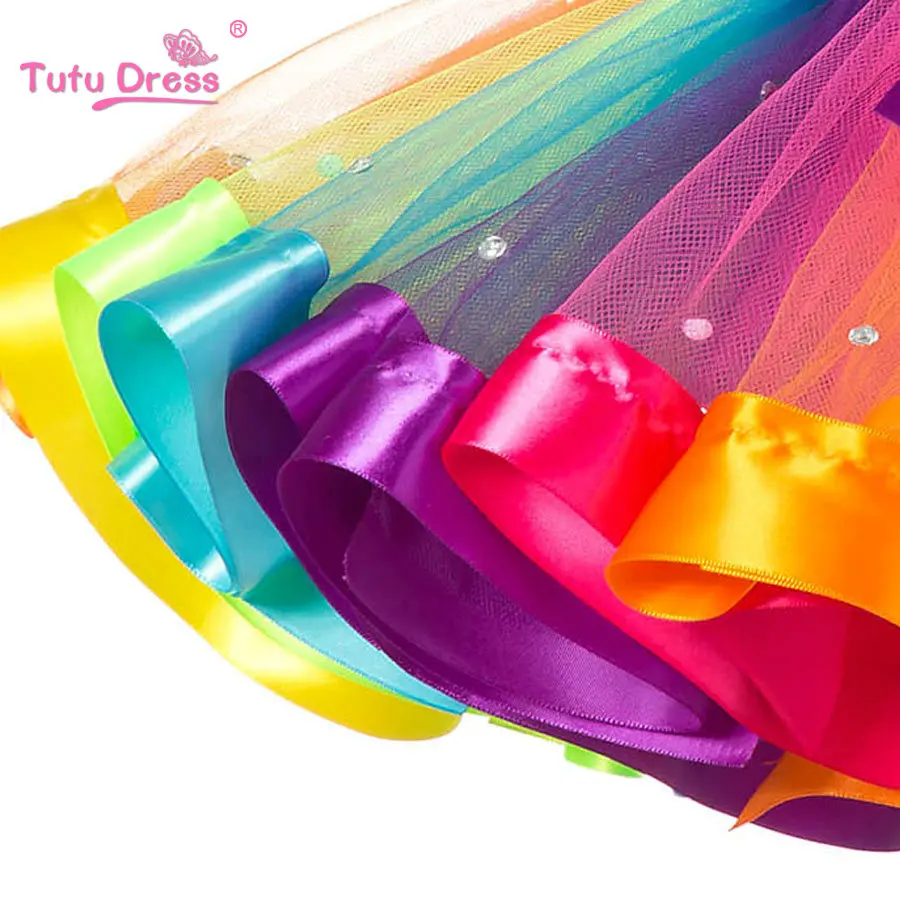 1PC New 2018 Girls Dress Baby Kids Girl Tutu Children With Diamond Rainbow Dresses | Детская одежда и обувь