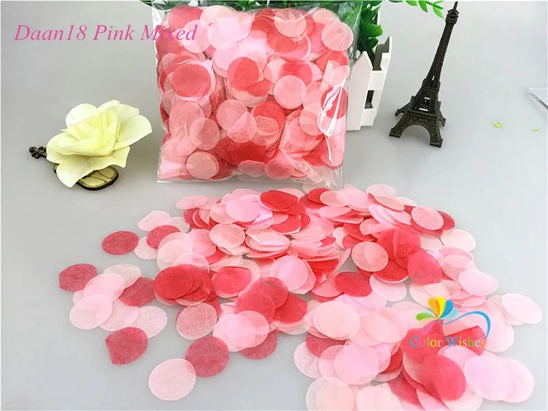 Daan18 Pink Mixed 2 см 10 г/пакет(1000 шт) Единорог/розовое золото Смешанные Круглые Конфетти из папиросной бумаги круги детский душ свадьба день рождения украшения - Цвет: Daan18 Pink Mixed