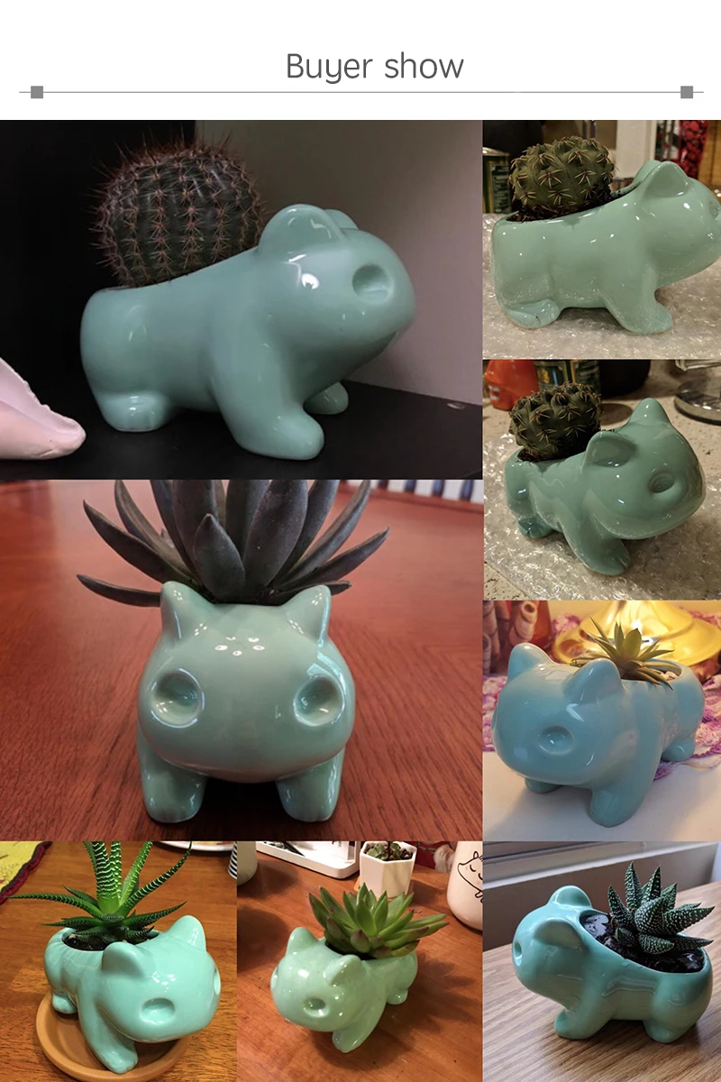 Pokemon Bloempot Bulbasaur цветочные горшки с отверстием декоративные мини-суккулентная плантатор милые белые зеленые керамические горшки для растений