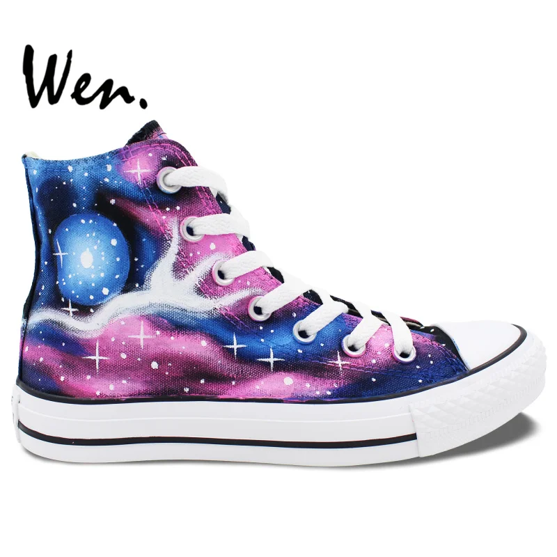Вэнь Оригинальные кроссовки Ручная роспись обувь дизайн на заказ розовые синие