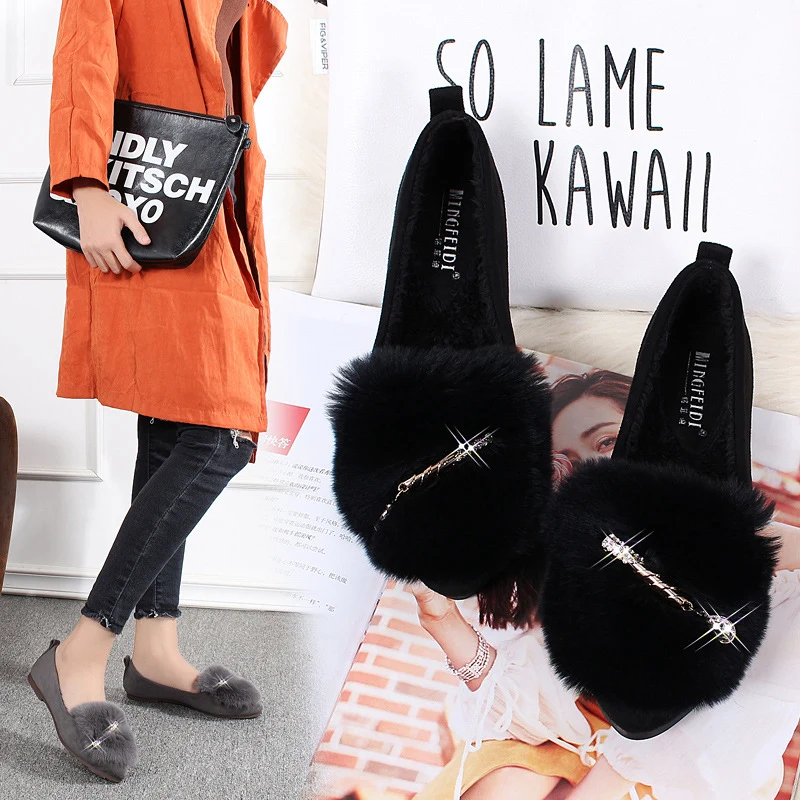 2019 Для женщин балетки замшевые с украшением в виде кристаллов Туфли без каблуков