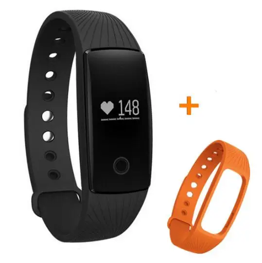 BK and Orange Strap Фитнес-трекер, умный браслет, пульсометр, шагомер, монитор, фитнес-браслет, IP67, спортивный трекер, умный Браслет для Android IOS 107 - Цвет: BK and Orange Strap