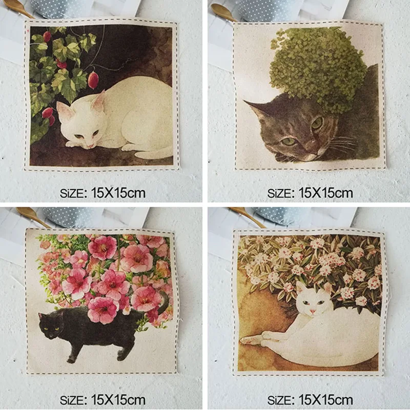 Handmade cloth DIY cotton canvas fabric / positioning hand dyed patchwork digital printing Jungle cat | Дом и сад