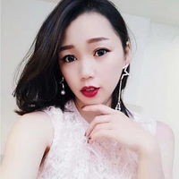 hot sale 2018 korean rhinestone asymmetric chain five pointed stars earrings drop pendant earrings for woman