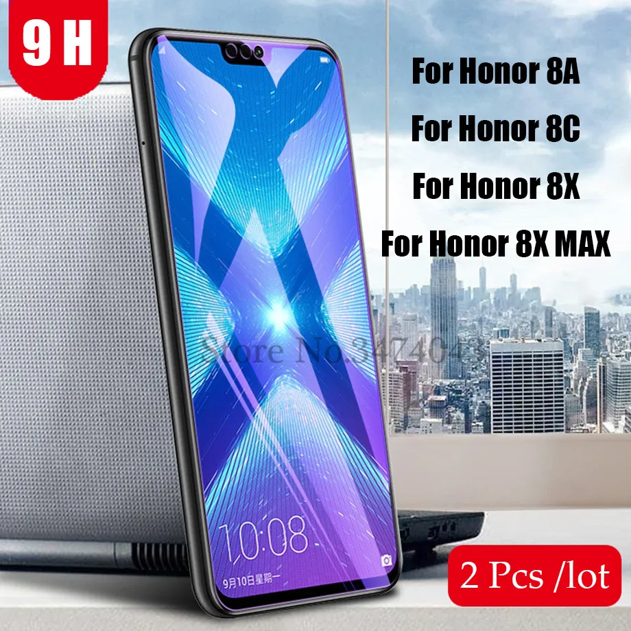 2 шт./лот, закаленное стекло для huawei Honor 8A 8X 8C, защита экрана, полное покрытие, стекло для huawei Honor 8C 8X MAX, защитная пленка