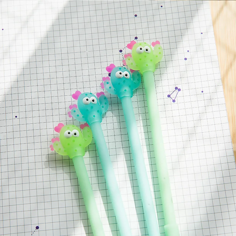 1 шт. милый мультфильм зеленый синий кактус гелевые чернила канцелярские