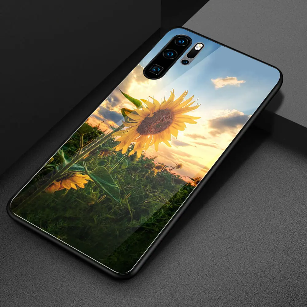Для huawei mate 20 lite чехол Стекло nova 4 крышка с изображением подсолнуха для 9 10 pro 20x RS 3 3i