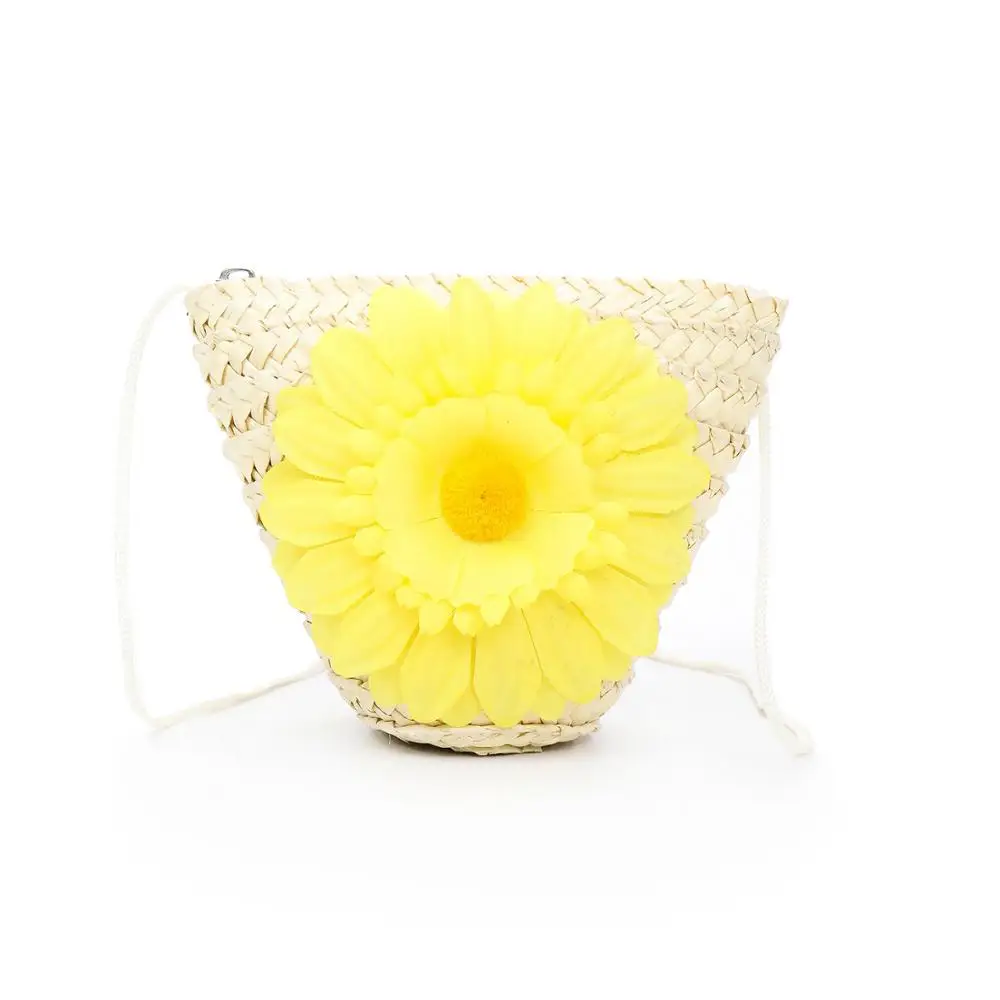 Милый Подсолнух соломенная упаковка маленькая свежая скошенная сумка ключ
