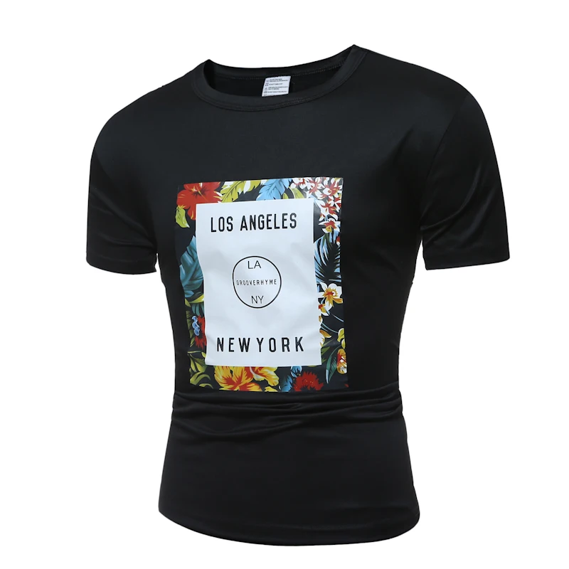 Новый Мода 2017 брендовая мужская футболка Письмо печати тренды футболки Для