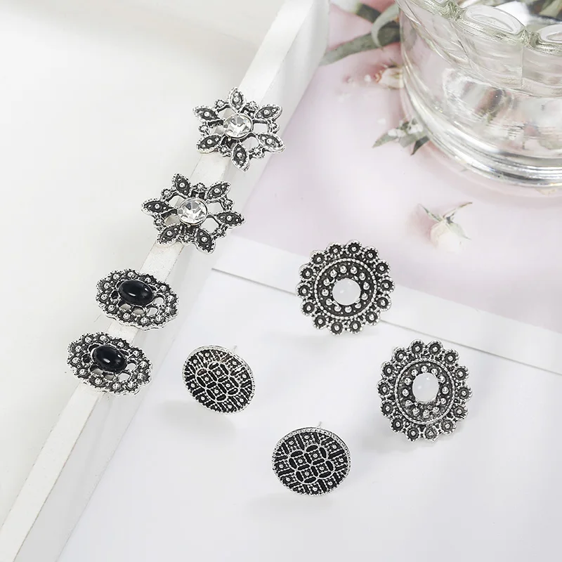 Набор ювелирных изделий из 4 пар/компл. модные серьги в богемном стиле цвет: