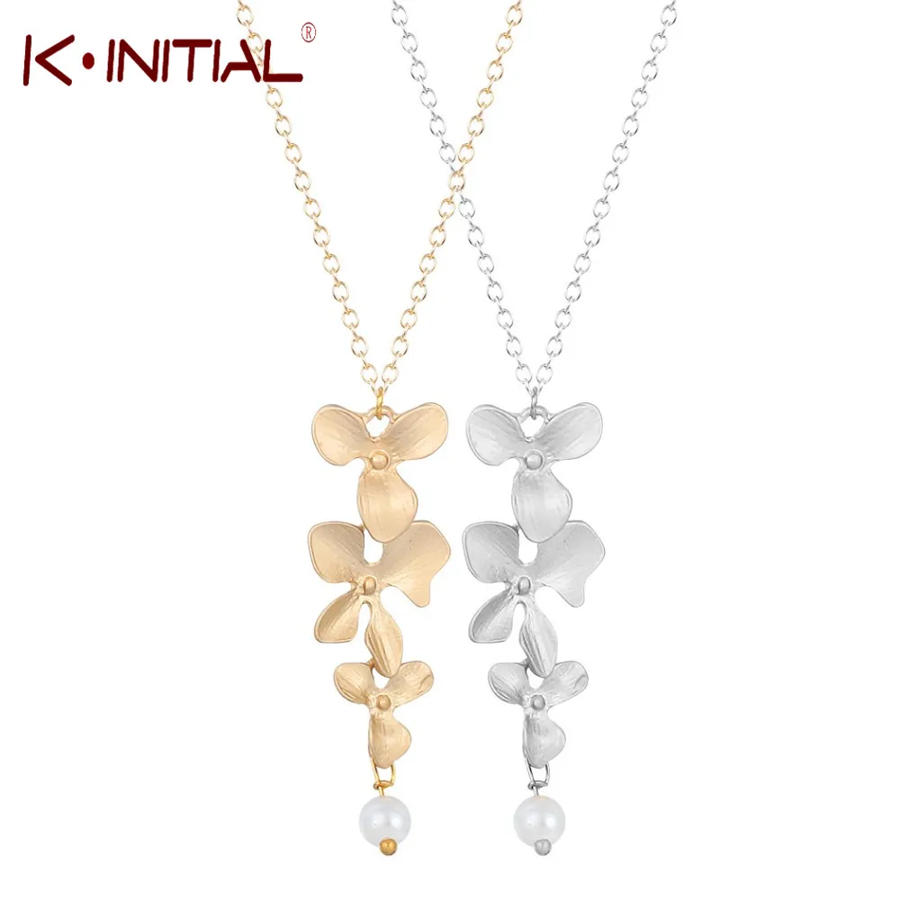 Женское Ожерелье с цветами орхидеи и жемчугом Kinitial украшение в виде лотоса для