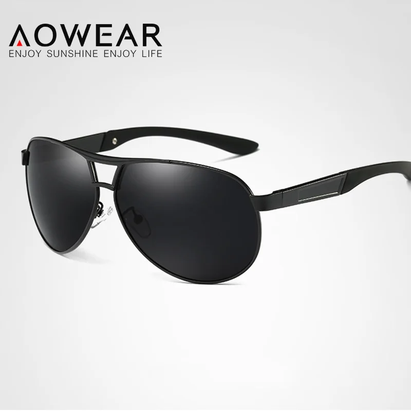 AOWEAR HD очки ночного видения мужские Поляризованные желтые линзы очки для вождения солнцезащитные очки модные высококачественные мужские очки - Цвет линз: C5 Black Black lens