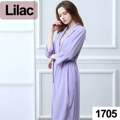 Women Lilac Для женщин летние сосать пот трикотажные Добби халат сексуальный кимоно Банный халат Femme невесты Халаты Свадебные халат Для мужчин Ночное - Цвет: Women Lilac