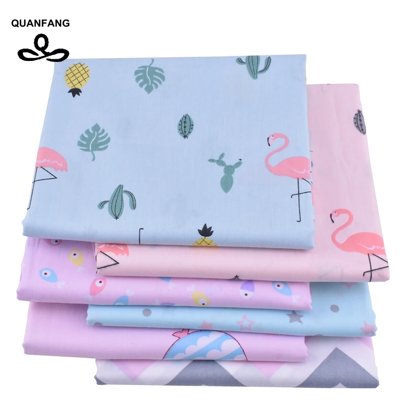 QUANFANG 6 шт./лот мультяшный узор/твиловая хлопковая ткань с принтом для пэчворка
