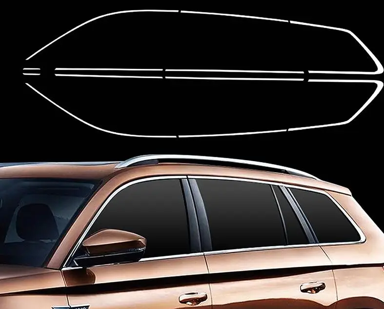 12pcs Автомобильный Стайлинг из нержавеющей стали, декоративные блестки для Skoda Kodiaq, полностью оконные хромированные Чехлы для автомобиля, хромированный стиль - Цвет: 12pcs