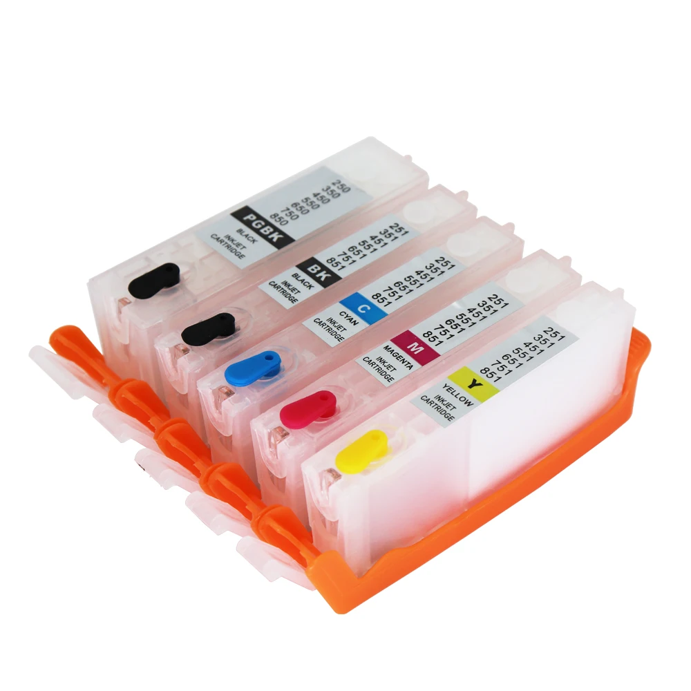 

PGI-450 CLI-451 XL 5 colors Refillable Ink Cartridge For CANON PIXMA IP7240 MG5440 Printers with ARC chips
