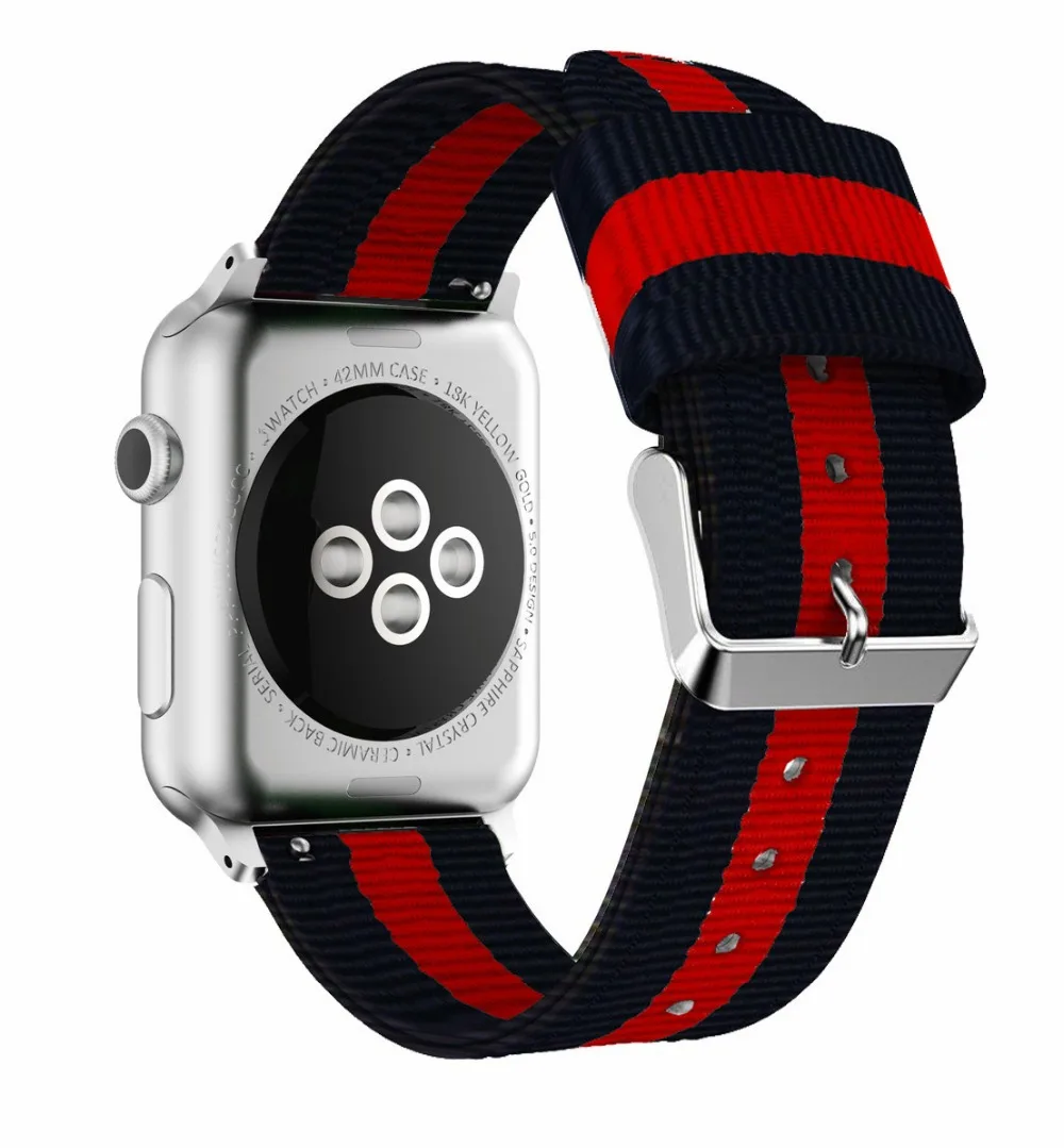 Разноцветные полосатые нейлоновые ремешки для Apple Watch band 4 5 44 мм 40 мм Браслет спортивный ремешок для IWatch серии 3 2 1 38 мм 42 мм