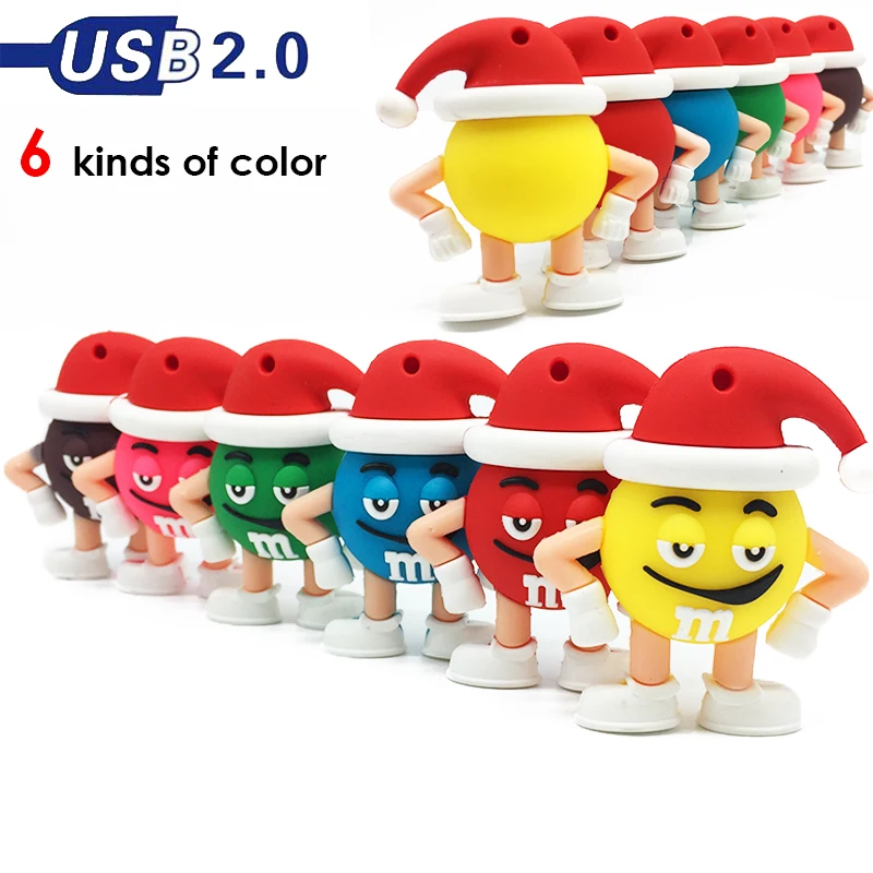 Usb флеш-накопитель, 64 ГБ, персональный, usb флеш-накопитель, 32 ГБ, флеш-накопитель, 16 ГБ, 8 ГБ, 4 Гб, usb флешка, 128 ГБ, мультфильм, Рождество, M& m's Chocolate Bean