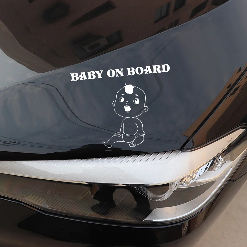 

YJZT 16.5X13.2CM BABY ON BOARD Funny Rear Windshield Decoration Decal Creative Cartoon Car Sticker C25-0195