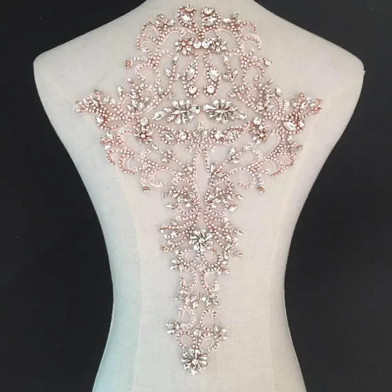 rose gold Rhinestone bodice applique crystal for bridal deluxe rhinestone haute couture | Дом и сад
