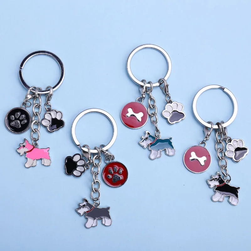 2019 DIY женский модный брелок для ключей от собаки шнауцера любителей домашних
