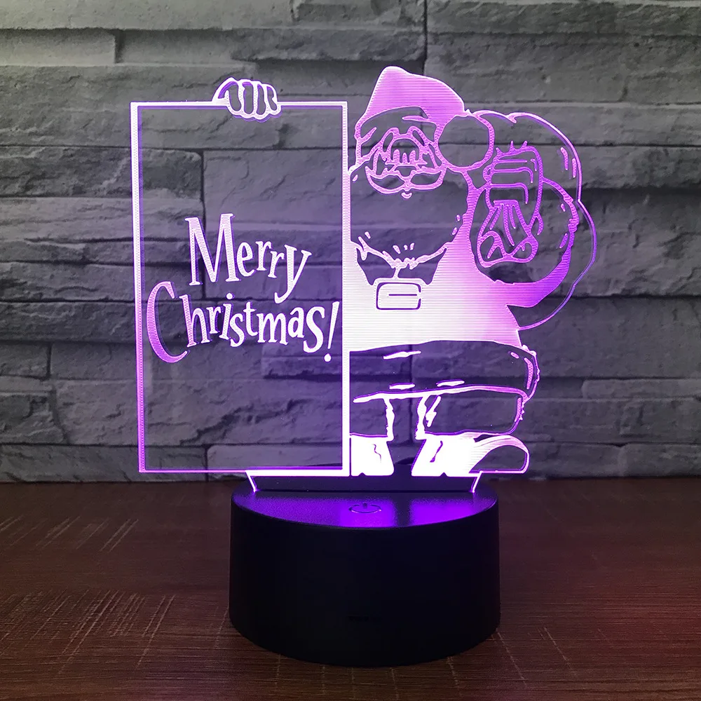 Акриловый 3D ночник с Санта Клаусом Светодиодный настольный светильник