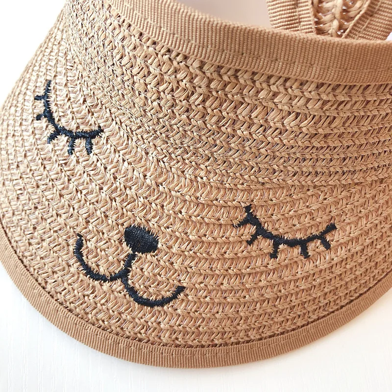 Мультяшная соломенная детская шляпа летняя складная от солнца с ушками