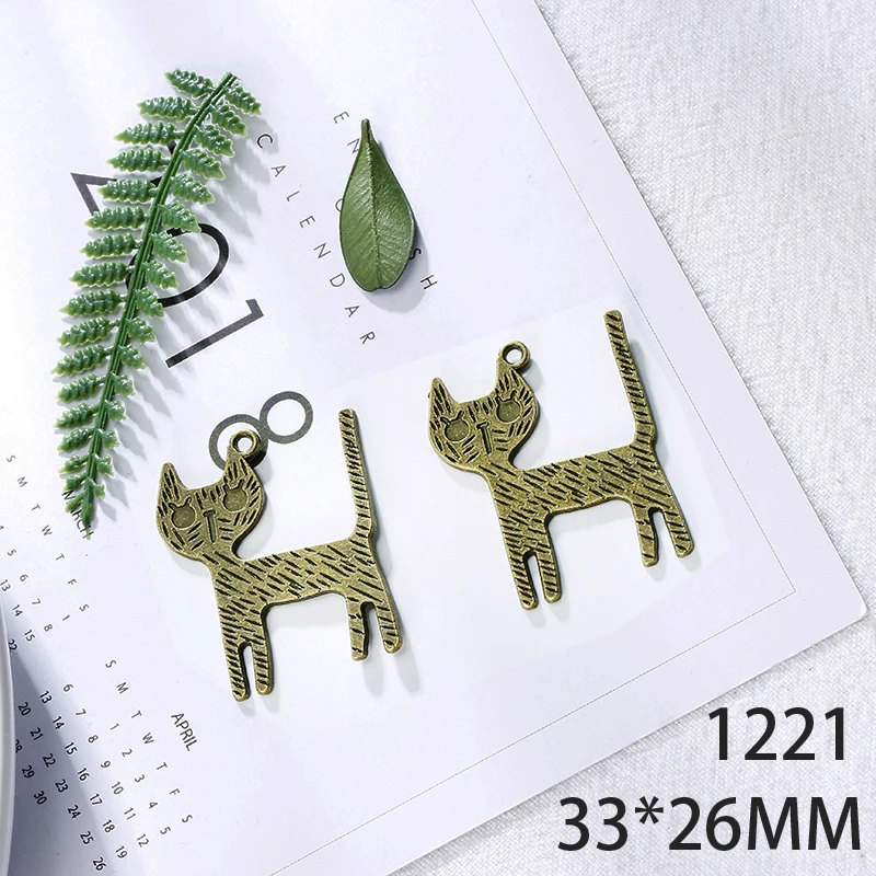 

33*26mm 5pcs Cat Alloy Pendant For Diy Jewelry Making 2 Colors Antique Silver Antique Bronze No.1221