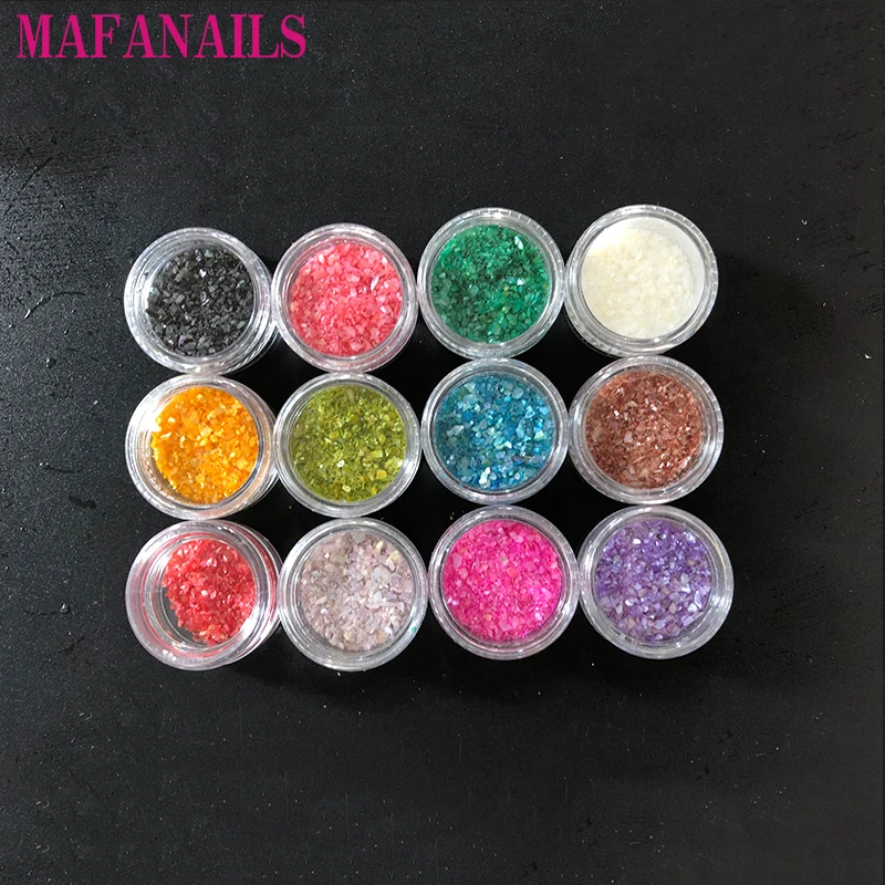 MAFANAILS Морская ракушка нерегулярные хлопья Блестки для ногтей Блестящий порошок 12