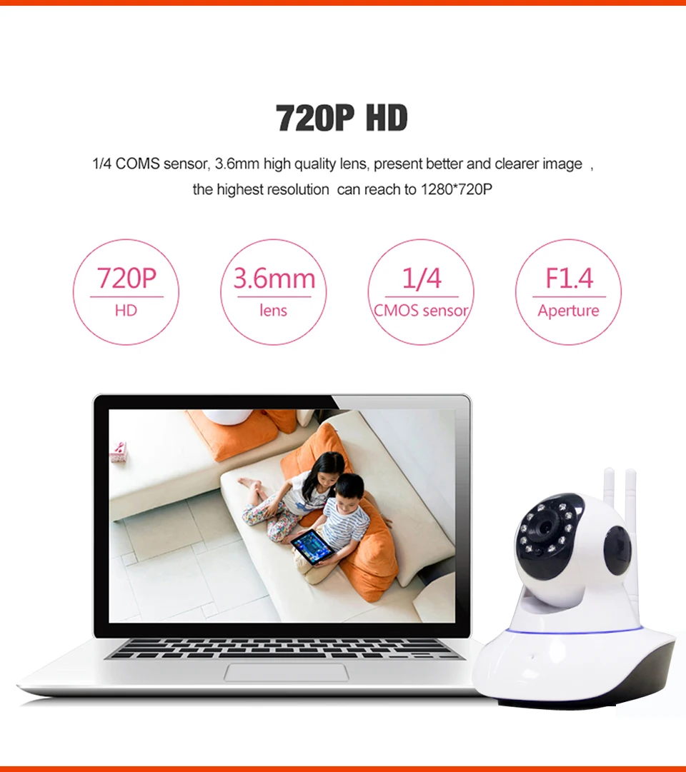 ZILNK 720P Беспроводная ip-камера Wi-Fi Умный дом безопасности HD 2 пути аудио ночного видения детский монитор Поддержка TF карта Onvif белый