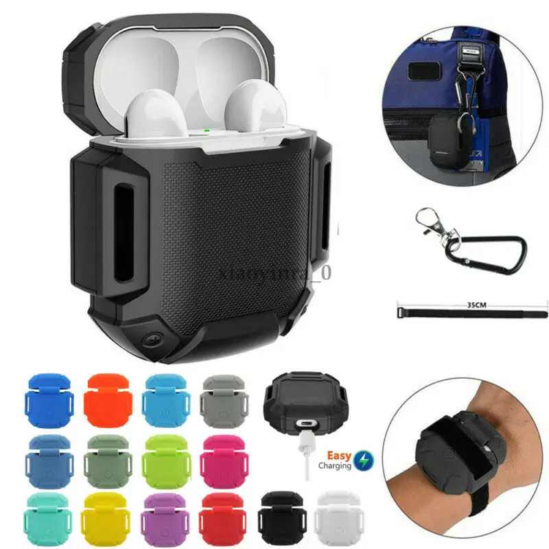 Защитный чехол для наушников с силиконовым чехлом кожаным AirPods ремешком на