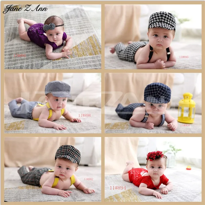 Jane Z Ann Accesorios fotografia bebe 1 год детская одежда для фотосъемки шляпа/повязка на голову+ одежда для студийной съемки