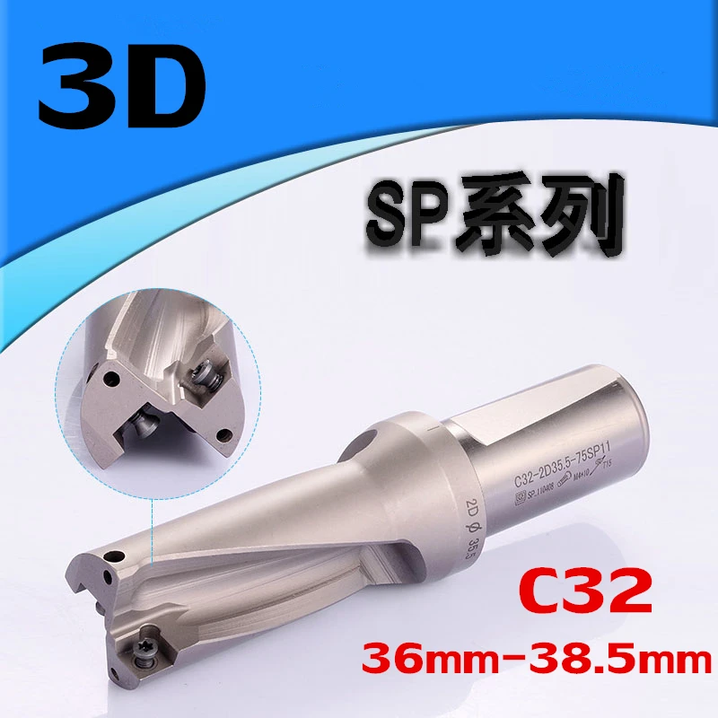

SP C32 3D SD 36 36.5 37 37.5 38 38.5 Indexable Insert Drilll 3D High Speed Fast U Drill for SP11 Indexa Inserts