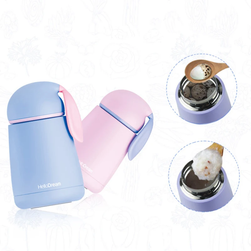 Мультяшный термос с чашкой в форме кролика термо силиконовый корпус + внутренняя