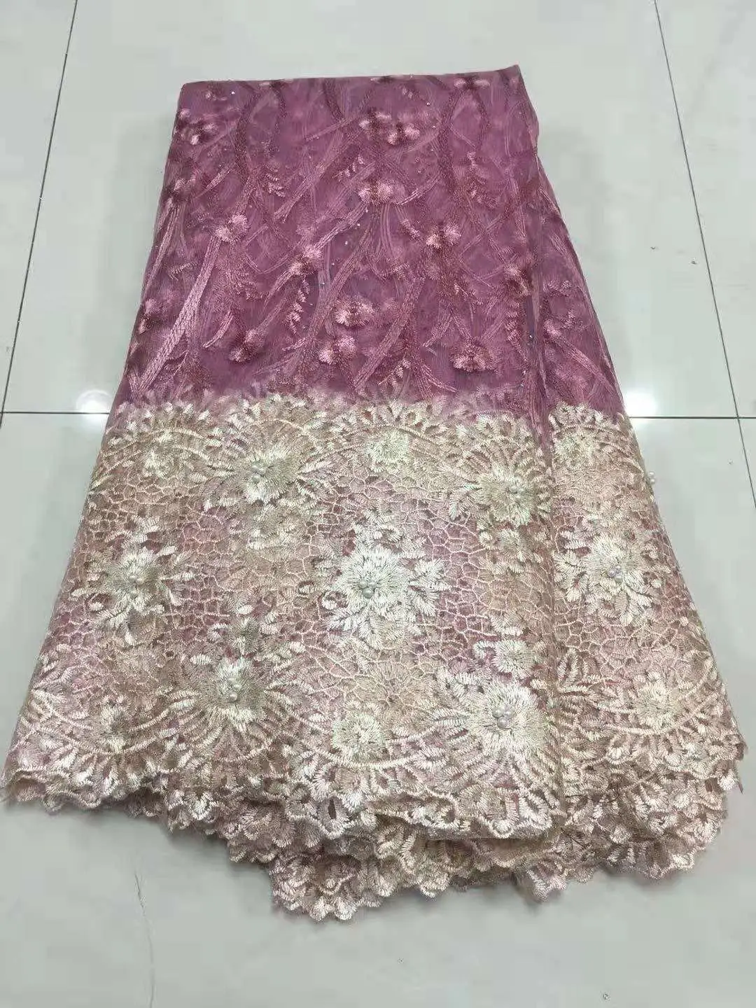 2019 Latest French Nigerian Lace Fabric High Quality Tulle African Wedding Beads switzerland LaceK-HX14 | Дом и сад