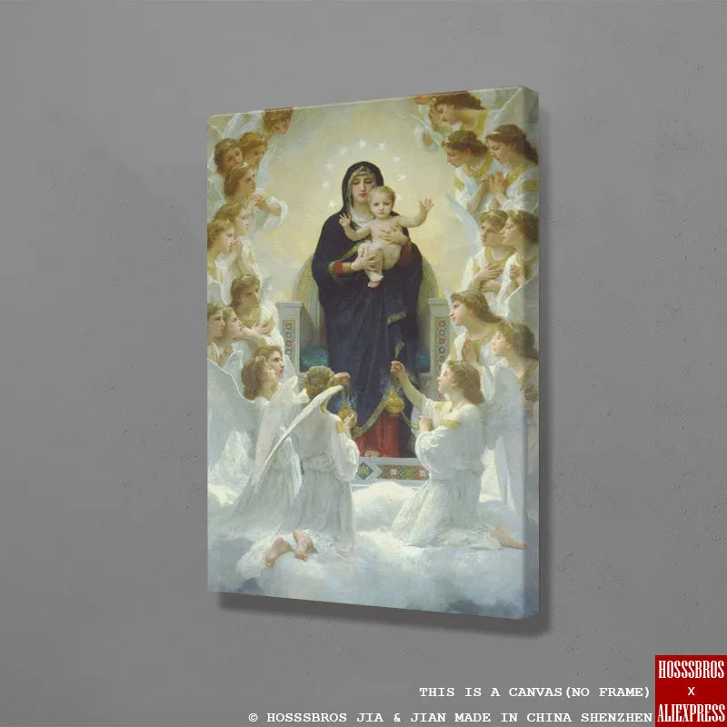 Дева с ангелами религиозная стена искусство холст для гостиной дома спальни