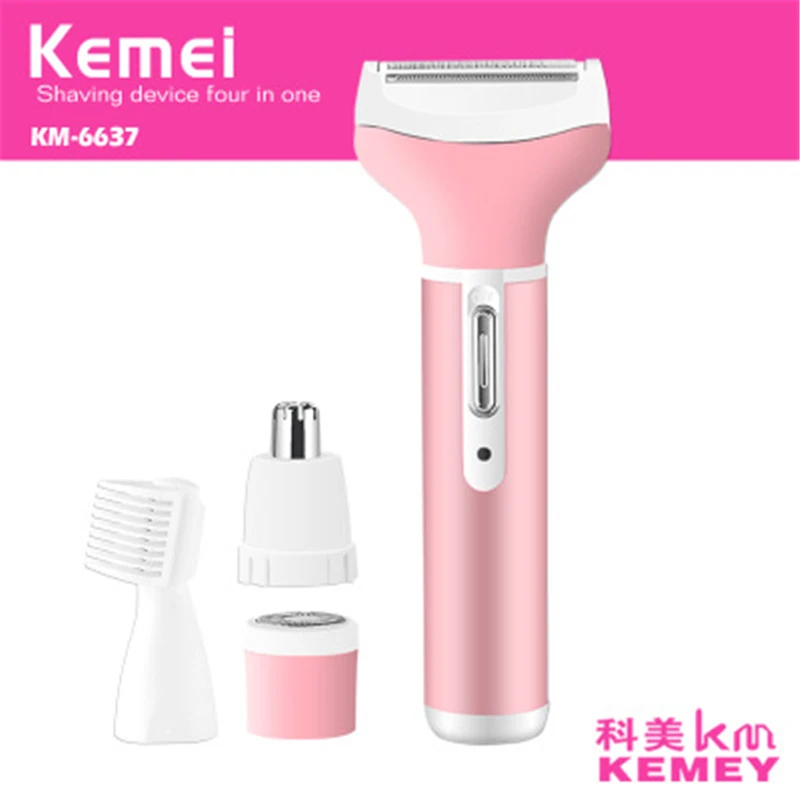 Kemei Женская бритва 4 в 1 перезаряжаемая Groomer триммер для лица носа бровей Машинка