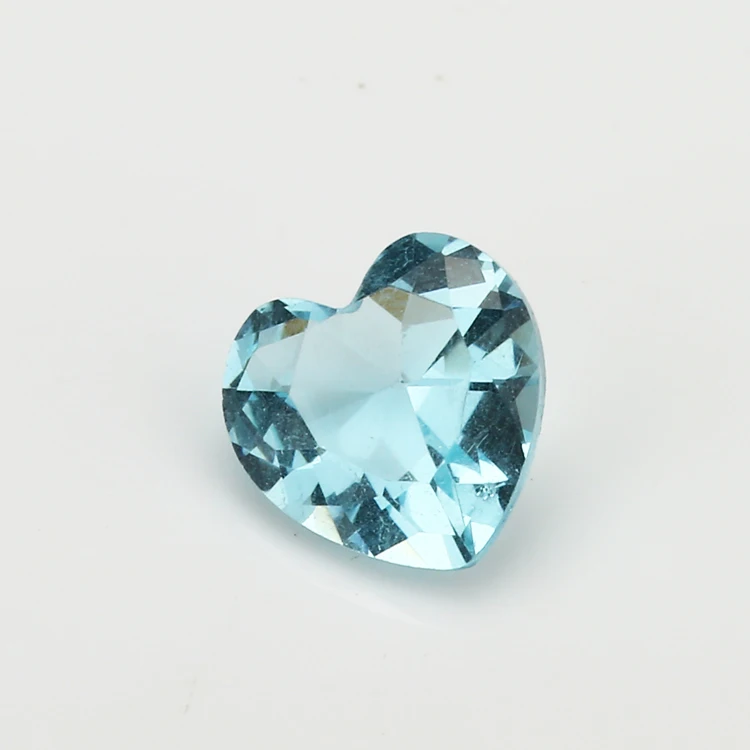 100PCS 3x3~10x10mm Heart Shape Loose Stone Brilliant Cut Light Sea BLue Color Glass gems beads For Jewelry DIY | Украшения и