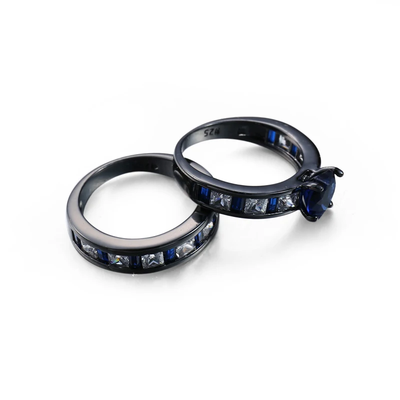 Королевский синий сердце любовь циркон кольцо|Кольца| |