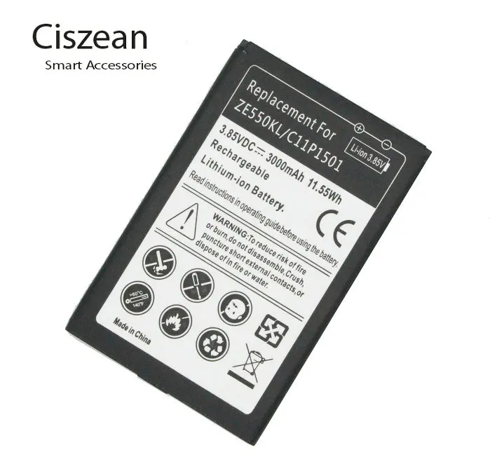 Универсальное зарядное устройство + 2 аккумулятора 3000 мАч для Asus C11P1501 Zenfone Laser Zenfone2