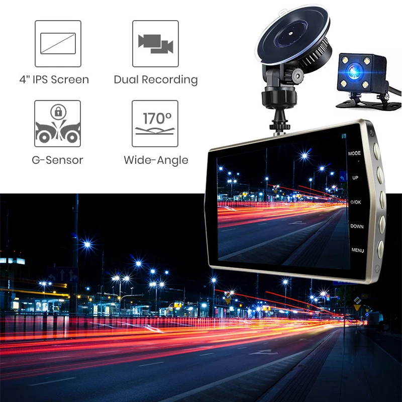 Full HD 1080P видеорегистратор Автомобильный Автомобильная камера с двумя