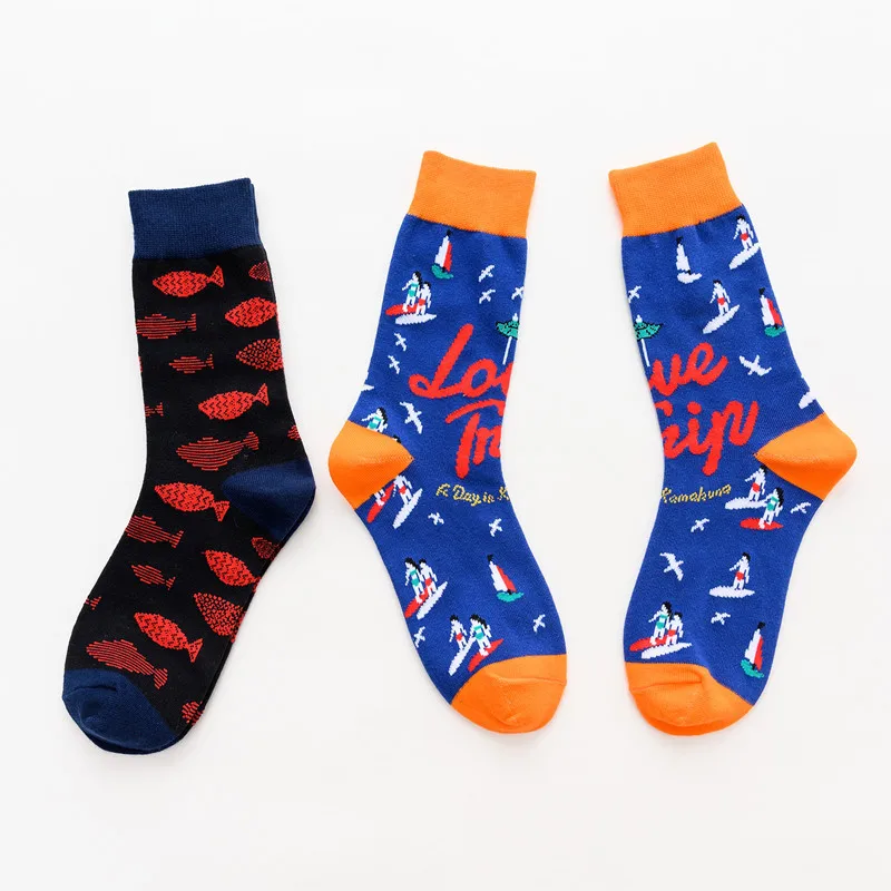 Мужские носки из чесаного хлопка в стиле Харадзюку забавные Носки с рисунком