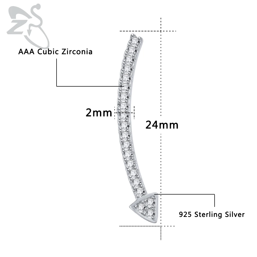 Женские серьги-гвоздики с кристаллами циркония ZS роскошные из стерлингового