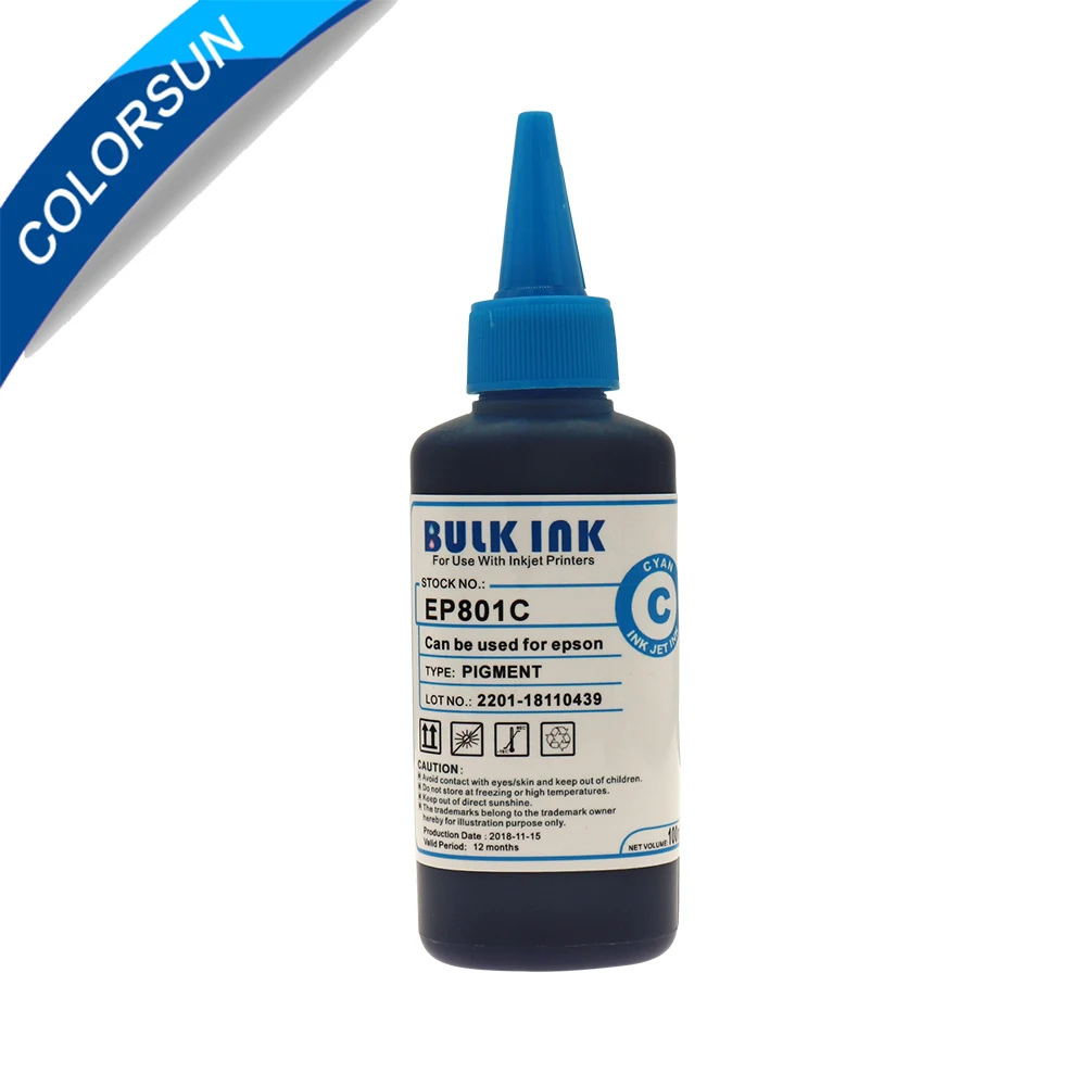 Colorsun 6*100 мл универсальные пигментные чернила для принтера Epson T50 A50 T60 R290 R280 RX610 RX690