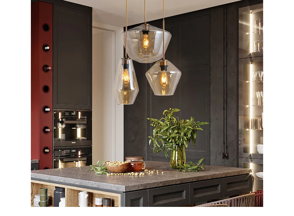Glass Pendant Light Nordic Pendant Lamp Edison Pendant Light Brass Creative Minimalist E27 Lighting Lampshade For Restaurant