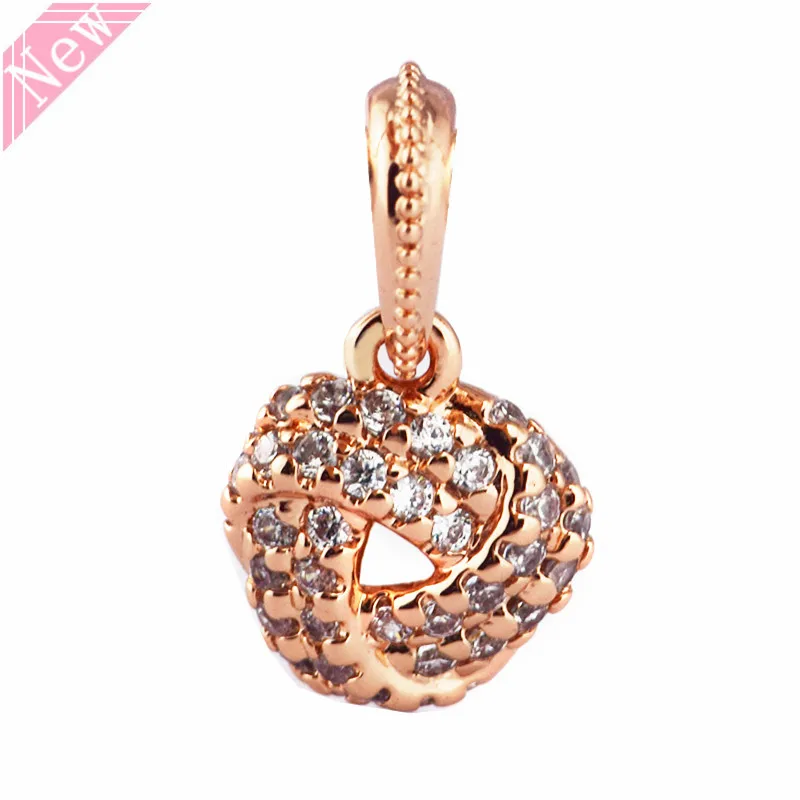 Сверкающий кулон с сердечком Очаровательные бусы для женщин ювелирные изделия 14ct розовым золотом